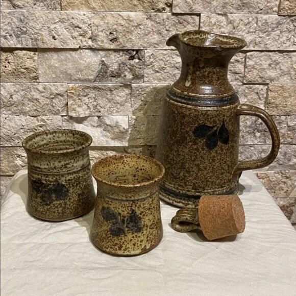Stoneware Jug & Cup Set with Cork Stopper - Picture 2 of 11